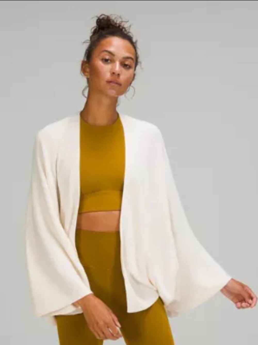 lululemon athletica Cream Open-Front Draped Cardigan